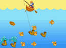 钓鱼-用鼠标操作，游戏方式是黄金矿工形式的。
