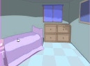 逃出浅紫色房间-浅紫色房间，屋里有床有柜。找到钥匙出门去..