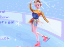 芭比娃娃花式滑冰-美丽的芭比娃娃滑冰，帮她设计音乐舞步背景..