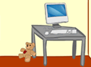 逃出电脑小熊房间-房间里有电脑和小熊，一样的要逃出去。鼠标..