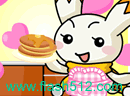 白小兔摊字煎饼-可爱的白小兔做摊煎饼，它摊的煎饼上有字，..