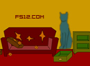 逃出怪猫房间-红色的沙发，凌乱的柜子，这是遭贼了么？....