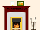 逃出燃烧壁炉房间-韩文游戏，房间里有一座燃烧着的壁炉，屋子..