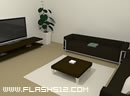 逃出103室-这是一个漂亮的3D房间，有桌椅和整洁的沙发..