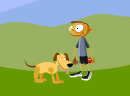 和狗狗玩扔球-Fungo是一个顽皮的男孩，他和他的狗玩扔球的..