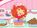 做水果蛋糕比赛-可爱的草莓少女和她朋友们比赛做蛋糕，看看..