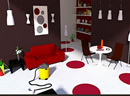 红色谜之房间-典雅的房间，红色的沙发，还有精致的摆设,你..