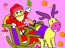 彩色圣诞老人-为可爱的圣诞老人和他的鹿添上你喜欢的颜色..
