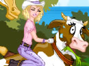 美女骑牛比赛-美女骑牛赛跑，但是只是让牛用两腿跑，非常..