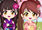 Seiko樱花卡哇伊娃-好卡哇伊的日本妹子，樱花和和服，真漂亮~