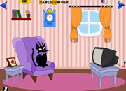 逃出可爱黑猫房间-你困在了一个有可爱黑猫正在看电视的房间里..