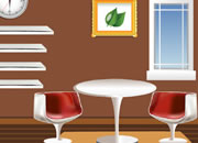 逃出红椅厨房-这是一个简洁漂亮的房间，一面厨房，一面红..
