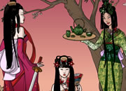 艺妓茶话会-三个美丽的艺妓，在樱花树下的美好时光茶话..