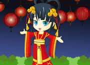 中国少女新年新装-新年过到了，打扮中国风的新年传统装扮少女..