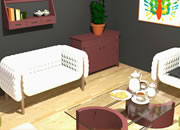 逃出谜题起居室-这个整洁的起居室里有漂亮的沙发和美味的茶..