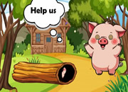 Save Wooden Stuck Tiny Piggy